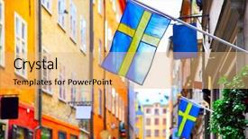  Presentation with swedish - Audience pleasing PPT theme consisting of street in stockholm with swedish backdrop and a light gray colored foreground