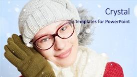  Presentation with snow - Cool new PPT layouts with stocking goods - beautiful young woman wearing backdrop and a  colored foreground