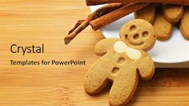  Presentation with christmas holiday gingerbread - Presentation theme featuring stocking goods - christmas gingerbread men background and a yellow colored foreground