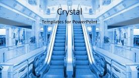  Presentation with trade - Presentation enhanced with stocking goods - escalator in trade center background and a light blue colored foreground