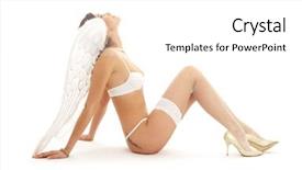  Presentation with angel - Slides with stocking goods - picture of brunette angel girl background and a white colored foreground
