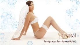  Presentation with angel - Audience pleasing PPT theme consisting of stocking goods - picture of brunette angel girl backdrop and a lemonade colored foreground