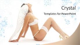  Presentation with christmas angel - PPT theme featuring stocking goods - picture of christmas angel girl background and a  colored foreground