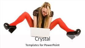  Presentation with pretty 3d animation - PPT layouts having stocking goods - pretty woman working with laptop background and a  colored foreground