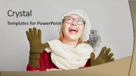  Presentation with happily married couples - Presentation enhanced with stocking goods - woman in winter clothing happily background and a light gray colored foreground