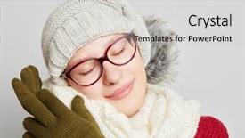  Presentation with glasses - Theme having stocking goods - woman wearing glasses cuddles background and a light gray colored foreground