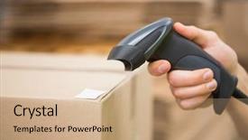  Presentation with scanner - Cool new presentation with stockpile - close up of worker holding backdrop and a coral colored foreground