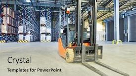  Presentation with pallet - Slides with stockpile - forklift loader pallet stacker truck background and a mint green colored foreground