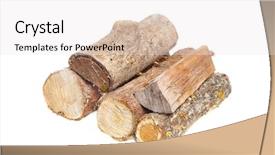  Presentation with cut - Colorful slide deck enhanced with stockpile - pile of logs cut backdrop and a white colored foreground