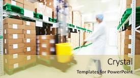  Presentation with work the word in your life - Beautiful PPT theme featuring stockpile - warehouse worker with stacker loader backdrop and a yellow colored foreground