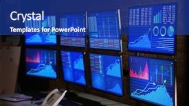  Presentation with trader - Slides consisting of equity stocks - modern stock trader's workplace background and a ocean colored foreground