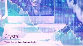  Presentation with video conference - Slide set having stocks and shares against business background and a sky blue colored foreground