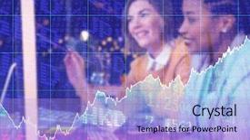  Presentation with shares - Amazing PPT theme having stocks and shares against businesswomen working on computer at desk backdrop and a light blue colored foreground