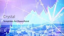  Presentation with shares - Cool new PPT theme with stocks-and-shares-against-cityscape backdrop and a sky blue colored foreground