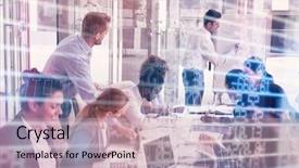  Presentation with shares - Amazing slide set having stocks and shares against concentrated business people working backdrop and a soft green colored foreground