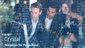  Presentation with shares - Audience pleasing slide deck consisting of stocks and shares against group of businesspeople looking at computer backdrop and a ocean colored foreground