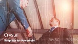  Presentation with shares - PPT theme with stocks and shares against happy businessmen shaking hands background and a tawny brown colored foreground