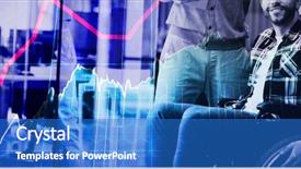  Presentation with handicap - Colorful theme enhanced with stocks and shares against portrait backdrop and a teal colored foreground