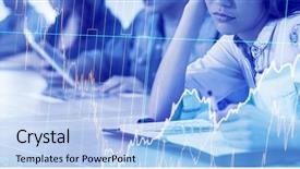  Presentation with stop violence against children - PPT theme with stocks and shares against woman background and a light blue colored foreground