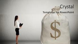  Presentation with room - Presentation design having stocktaking - woman with folder standing background and a light gray colored foreground