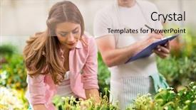  Presentation with inventory - Cool new presentation design with stocktaking - young colleagues doing inventory backdrop and a  colored foreground