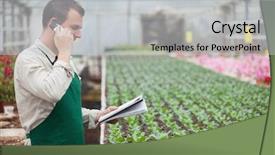  Presentation with taking notes - Cool new PPT theme with stocktaking in greenhouse nursery backdrop and a light gray colored foreground