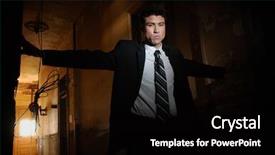  Presentation with businessman standing on maze - Colorful PPT theme enhanced with stoic - businessman standing in hallway backdrop and a black colored foreground