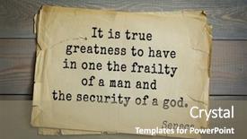  Presentation with greatness - PPT theme having stoic - quote of the roman philosopher background and a coral colored foreground