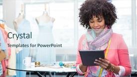  Presentation with black male female fashion - Slides consisting of stole - attractive female fashion designer using background and a sky blue colored foreground