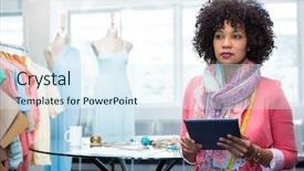  Presentation with black male female fashion - Slides with stole - attractive female fashion designer using background and a sky blue colored foreground