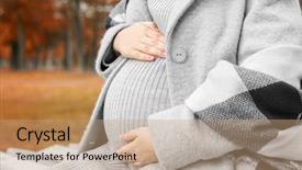  Presentation with pregnant woman - Amazing theme having stole - closeup of pregnant woman touching backdrop and a  colored foreground