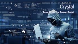  Presentation with network security - Beautiful slide set featuring stole - network security and privacy crime backdrop and a ocean colored foreground