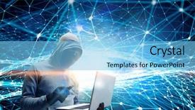  Presentation with crime media - Beautiful slides featuring stole - network security and privacy crime backdrop and a light blue colored foreground