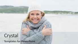  Presentation with honolulu senior on a beach - PPT theme having stole - portrait of a happy senior background and a light gray colored foreground