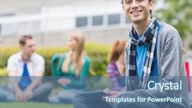  Presentation with college students - PPT theme having stole - portrait of a smiling college background and a ocean colored foreground