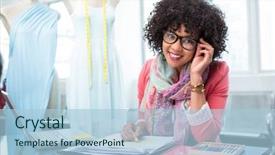  Presentation with black male female fashion - Presentation theme with stole - portrait of attractive female fashion background and a light blue colored foreground