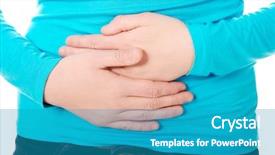 Presentation with lactation young woman breastfeeding - PPT theme with stomach ache - young woman suffering from stomachache background and a teal colored foreground