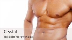  Presentation with one young man exercising handball - Cool new presentation theme with stomach anatomy - fit young man with beautiful backdrop and a soft green colored foreground