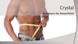  Presentation with perfect - PPT theme having stomach anatomy - men with perfect abs measuring background and a soft green colored foreground