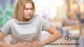  Presentation with woman praying over bible - Audience pleasing PPT theme consisting of stomach because indigestion painful illness backdrop and a coral colored foreground