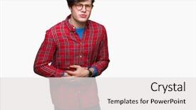  Presentation with elegant man in glasses optics - PPT layouts enhanced with stomach because indigestion painful illness background and a white colored foreground