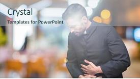  Presentation with stomach disease - Slide deck with stomach because nausea painful disease background and a sky blue colored foreground