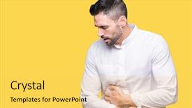  Presentation with stomach disease - Presentation consisting of stomach because nausea painful disease background and a yellow colored foreground