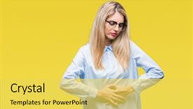  Presentation with stomach disease - Presentation enhanced with stomach because nausea painful disease background and a yellow colored foreground