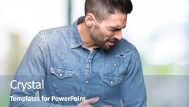  Presentation with stomach disease - Slide deck with stomach because nausea painful disease background and a teal colored foreground