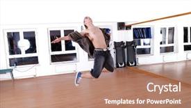  Presentation with orchestra dancer bank - Slides featuring stomach free stomach - breakd dancer jumping background and a coral colored foreground