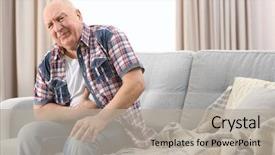  Presentation with pain - Theme enhanced with stomach human - mature man suffering from pain background and a light gray colored foreground