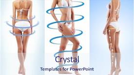  Presentation with healthy nutrition - PPT theme having stomach human - sporty and beautiful female body background and a sky blue colored foreground