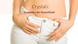  Presentation with stomach - Cool new slide set with stomach of woman in white jeans isolated on white background backdrop and a lemonade colored foreground