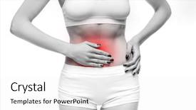  Presentation with stomach - Presentation theme having stomach pain woman with problem background and a white colored foreground